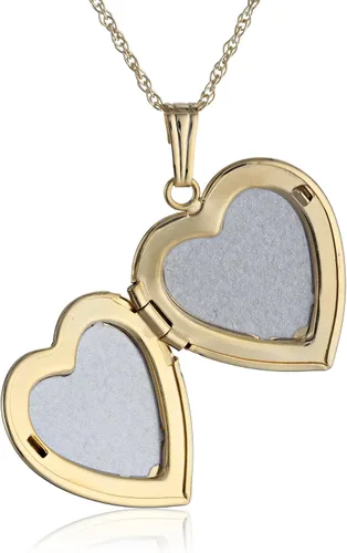 Vista 2 de Amazon Essentials Collar con medallón de corazón de oro amarillo de 14 quilates con acento de diamantes (anteriormente colección Amazon)