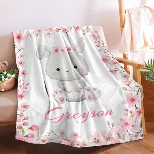Vista 39 de Manta de bebé personalizada para niñas y niños pequeños, recién nacidos, regalos personalizados de vaca floral con nombre y texto, 40 x 30 pulgadas