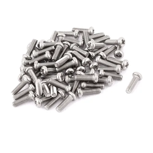 Vista 4 de uxcell Tornillos Phillips de cabeza cruzada de acero inoxidable 304 M2 x 0.118 in 60pcs