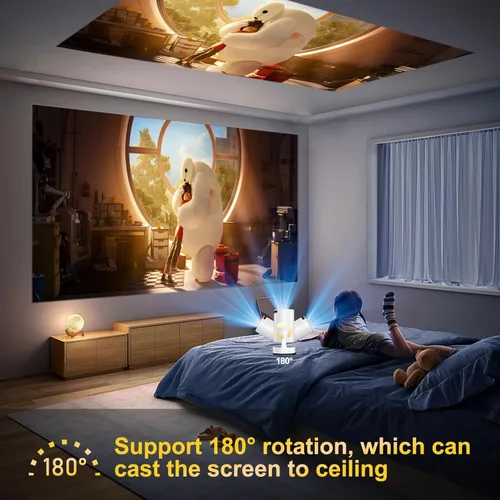 Vista 7 de Mini proyector con WiFi y Bluetooth, compatible con proyector portátil 1080P 4K, proyectores inteligentes Android 14 HY300 Ultra, corrección