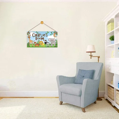 Vista 3 de Letreros de nombre personalizados para habitación de niños, letreros de madera personalizados para puerta de zoológico, desfile, guardería, sala