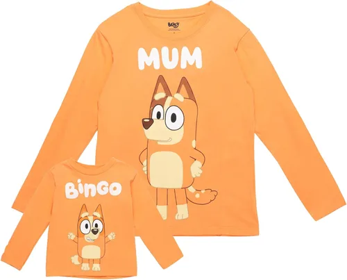 Vista 2 de Bluey Bingo Chilli Mom Bandit Dad Long Sleeve Matching Family T-Shirt Toddler to Adult