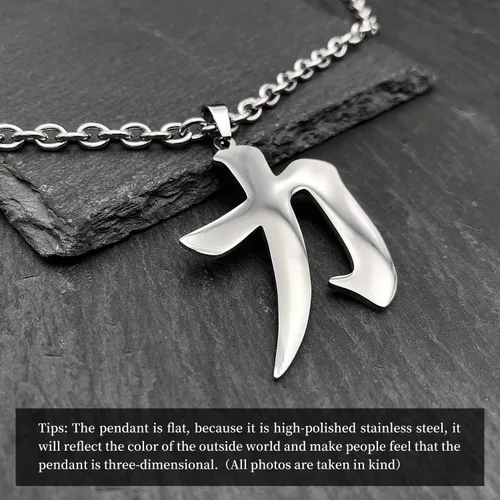 Vista 3 de Wchama Collar con símbolo kanji de fuerza japonesa, dije de buena suerte, dije de acero inoxidable, joyería japonesa para mujeres y hombres