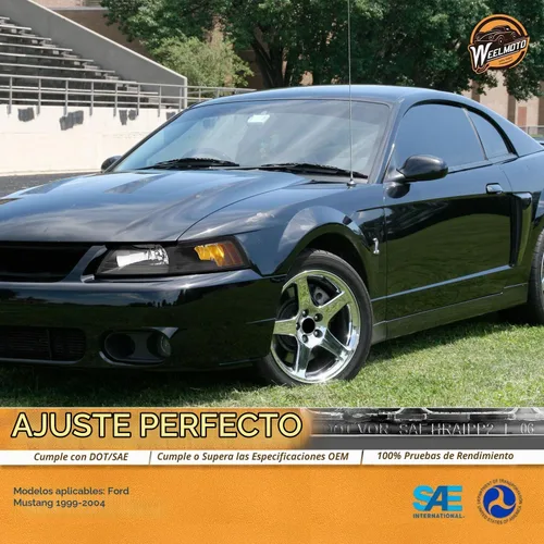 Vista 2 de WEELMOTO - Conjunto de faros halógenos para Ford Mustang V6/GT 1999-2004 Clear Lens Black Housing Amber Reflector, Left Driver+Right Passenger