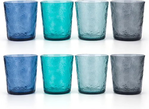 Vista 7 de KX-WARE Vasos de plástico de acrílico de 12 onzas, juego de 8 unidades, color azul