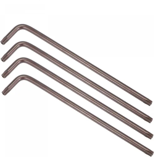 Vista 10 de uxcell T6 Anti manipulación Torx Star Key Bit Llave, forma de L 2.68 pulgadas brazo largo, acero S2 4 piezas