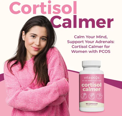Vista 2 de VITA-PCOS Suplemento de cortisol y péptidos de colágeno en polvo para mujeres, promueve la energía, endocrino, cabello, piel, uñas y peso, Rhodiola