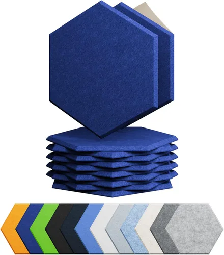 Vista 19 de Amantech - Paquete de 12 paneles acústicos autoadhesivos de espuma acústica a prueba de sonido, alta densidad, hexagonales, 12 x 10.23 x 0.4 Beige