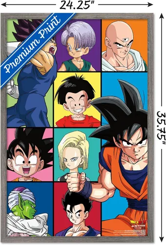 Vista 3 de Trends International Dragon Ball Z - Póster de pared con cuadrícula, 22.375 x 34 pulgadas, versión enmarcada de madera de granero