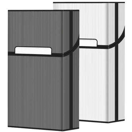 Vista 15 de Paquete de 2 fundas de soporte de cono preenrollado de tamaño 1-1/4 o King, estuche para cigarrillos diarios Gris + Plata