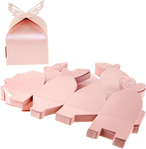 Vista 3 de 50 cajas de dulces de regalo de regalo de mariposa de boda encantadora rosa