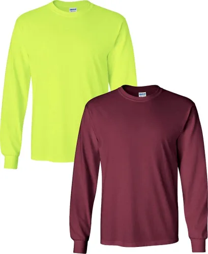 Vista 75 de Gildan - Camiseta de algodón y de manga larga para hombre, modelo G2400 (1) verde irlandés + (1) negro