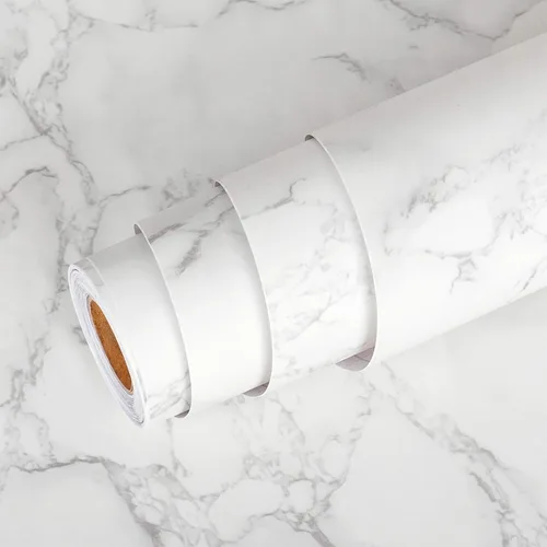Vista 6 de Livelynine Papel adhesivo de mármol blanco para encimeras, papel tapiz autoadhesivo para encimeras, papel tapiz autoadhesivo impermeable, cubiertas
