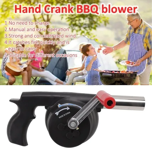 Vista 3 de Ventilador de barbacoa para cocinar al aire libre, soplador de aire portátil ligero y portátil, ahorro de tiempo, soplador de barbacoa ABS duradero