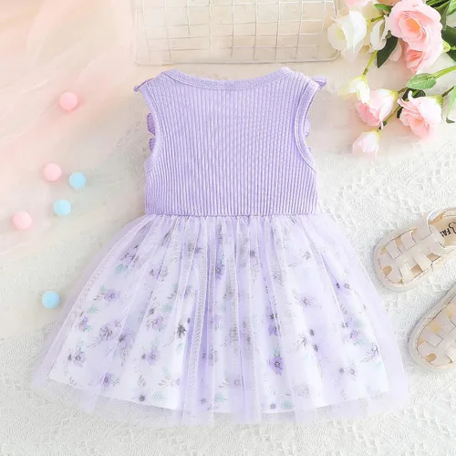 Vista 3 de Toddler Baby Girl Summer Outfit Seaside Skirt Sundress Summer Floral Dress Tulle Dress