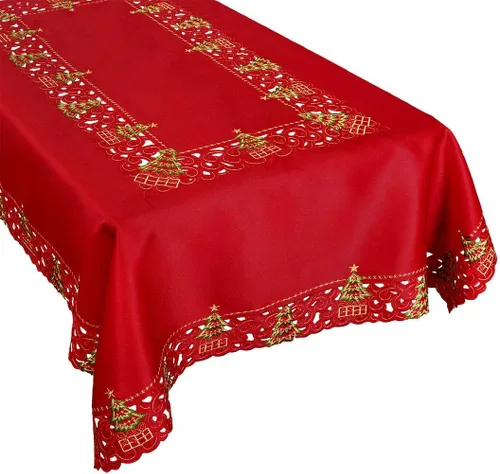 Vista 5 de Grelucgo - Servilletas bordadas para árbol de Navidad con diseño de acebo (12 × 12 pulgadas, 4 piezas)