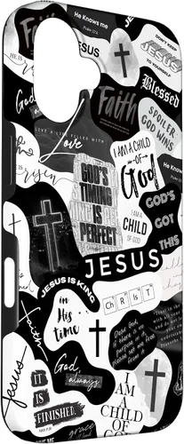 Vista 3 de Funda estética para iPhone 16 con versículos bíblicos cristianos, frases positivas