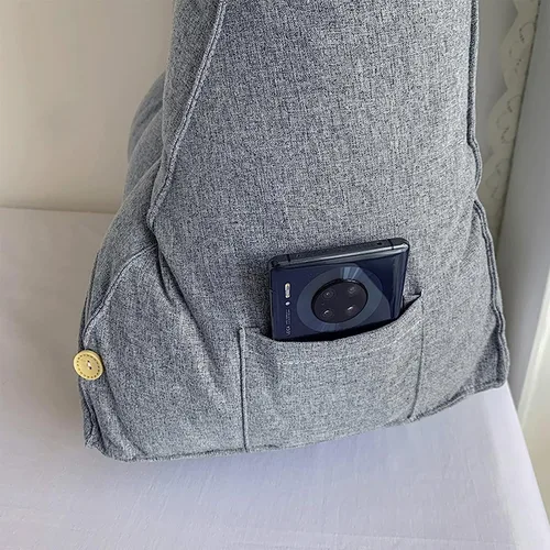 Vista 6 de Almohada de lectura con cuello, respaldo de cabecera triangular, cojín de soporte lumbar, almohada de apoyo de espalda para soporte de espalda