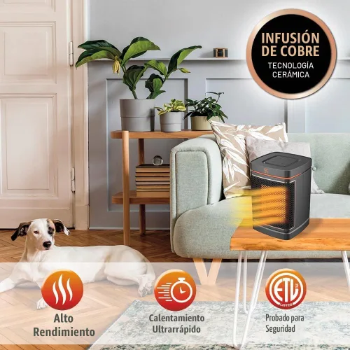 Vista 3 de Ontel Handy Heater - Calentador de espacio de núcleo de cobre de 1500 W Calentador de cerámica con termostato ajustable Pequeño calentador