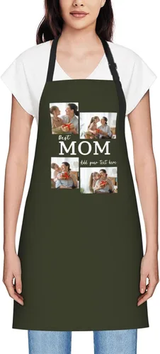 Vista 37 de Delantales personalizados para mujer, diseño de delantal de chef ajustable con nombre, textos, fotos, flores, regalos para el día de la madre