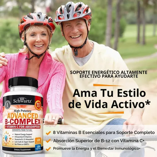 Vista 2 de Complejo de vitamina B con vitamina C para una máxima absorción, 120 cápsulas