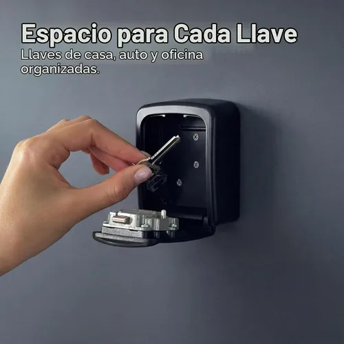 Vista 5 de Iron Lock® Caja de bloqueo de llave pequeña de montaje en pared para llaves exteriores (negro) Combination Lock, Resettable 4-Digit Code, Screw-In