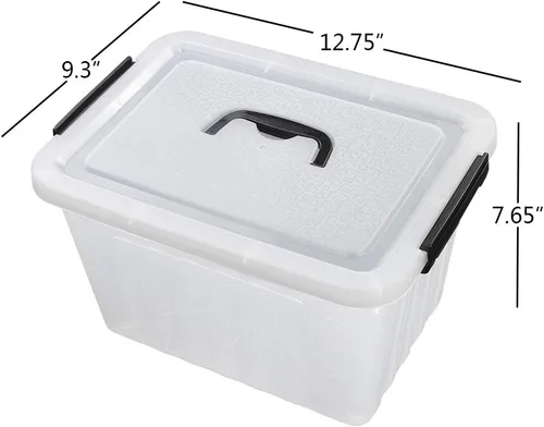 Vista 2 de Cand Juego de 1 contenedor de almacenamiento con tapa de plástico de 12 cuartos de galón con mango negro, cajas de pestillo