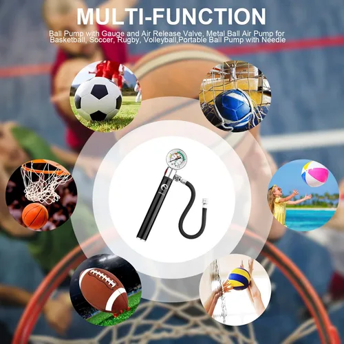 Vista 7 de Bomba de bola con manómetro, bomba de aire eBall Sports Ball con agujas de inflado y válvula de liberación de presión para baloncesto, fútbol, balón