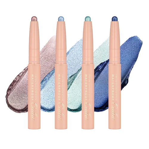 Vista 10 de Oulac Twist-Up Sombra de Ojos Brillante en Barra – Maquillaje de Ojos Vegano y Libre de Crueldad con Textura Cremoso y Mezclable, Resistente al 01