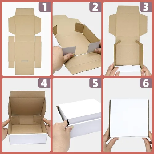 Vista 9 de KBG Cajas de envío pequeñas de 4 x 4 x 1 pulgadas, sobres de cartón corrugado blanco para negocios, paquete de 50 cajas de correo pequeñas, caja