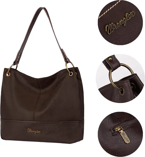 Vista 73 de Wrangler Hobo - Bolsas para mujer de cuero vegano con asa superior, bolsos de hombro y bolsos