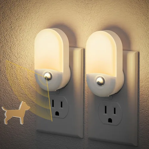 Vista 12 de JandCase Luz nocturna, luces nocturnas automáticas enchufables a la pared, paquete de 2 luces nocturnas modernas con sensor de luz automática, luz