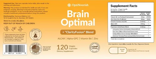 Vista 9 de Suplemento cerebral para memoria y enfoque, nootrópico para adultos, energía cerebral y claridad mental, sin cafeína, apoyo cognitivo, formulado por