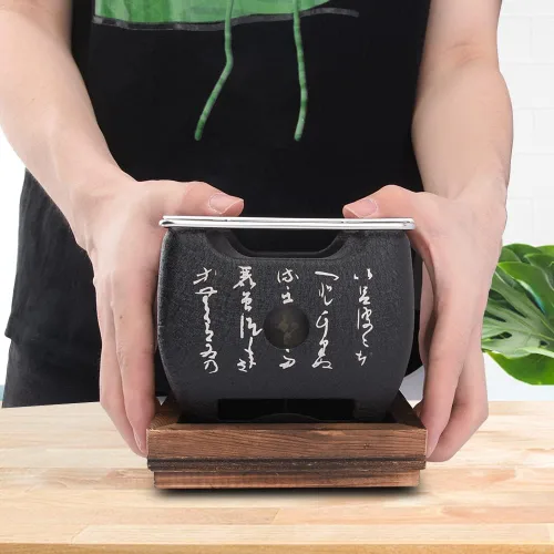 Vista 6 de Parrilla de barbacoa japonesa - Estufa de carbón portátil con placa de barbacoa y accesorios