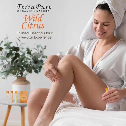 Vista 6 de Terra Pure Wild Citrus Toiletries Set Kit de Amenidades 1-Shoppe Champú de 1 oz, acondicionador, gel de baño, loción, jabón en barra de 1 onza
