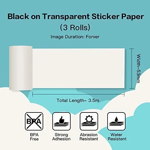 Vista 7 de Phomemo M02 Pro Mini impresora Bluetooth - Impresora fotográfica de bolsillo con 3 rollos de papel adhesivo transparente, compatible con iOS +