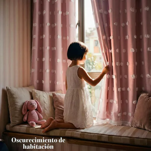 Vista 5 de RYB HOME Cortinas rosas con bonito pompón transparente superposición de 96