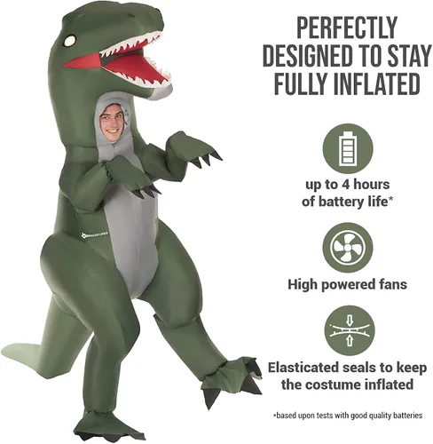 Vista 3 de Morph Giant Inflatable Dinosaur Velociraptor Halloween Costume for Adults