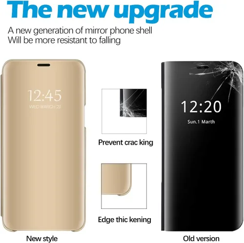 Vista 5 de Funda compatible con Samsung Galaxy Note 20 Ultra, funda de piel transparente con espejo S-View, a prueba de golpes, con función atril