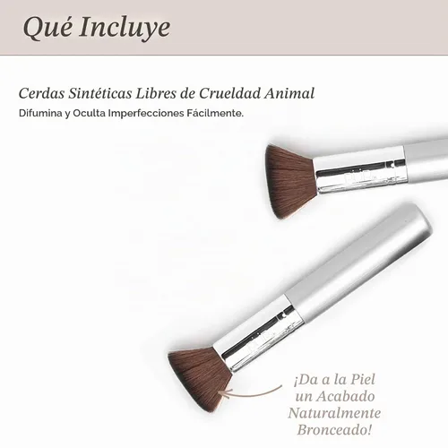 Vista 4 de PÜR MINERALS Cepillo de cincel, cepillo de maquillaje de parte superior plana, sintético, cerdas libres de crueldad, 1 unidad