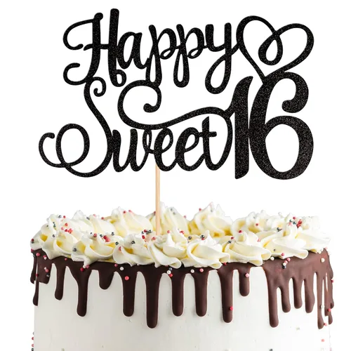Vista 13 de 24 piezas de decoraciones para cupcakes de 16 cumpleaños con purpurina, ¡Hola 16! Dulces 16 desde 2008, púas para cupcakes de 16 años para celebrar