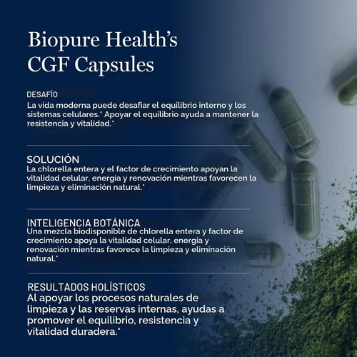 Vista 4 de Biopure Health Chlorella Growth Factor Vitalidad celular 100 porciones