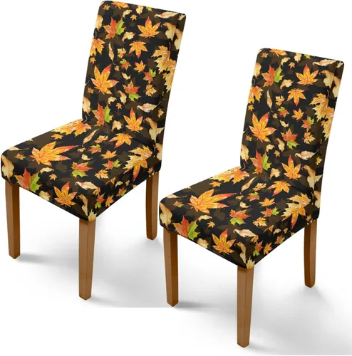 Vista 36 de Rnyleeg Juego de 1 fundas para sillas de comedor de otoño, diseño de hojas, para sala de estar, sin brazos, funda elástica para silla de cóctel