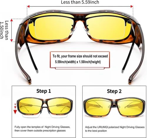 Vista 3 de URUMQI Gafas de conducción de visión nocturna para hombres y mujeres, lentes polarizados antirreflejos, lentes de alta definición amarillas
