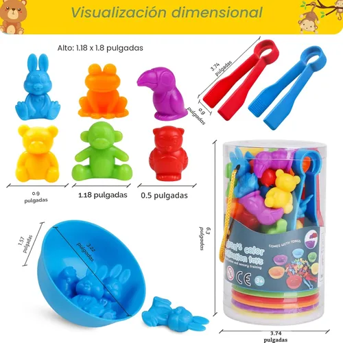 Vista 7 de Juegos de clasificación de animales por color con cuencos de clasificación Montessori sensorial, juguetes educativos tempranos para aprender