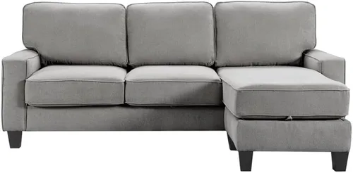 Vista 4 de Serta Palisades 86 - Seccional reversible para espacio pequeño con almacenamiento, color gris suave