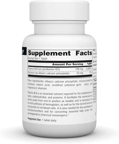 Vista 2 de Source Naturals Vitamina B-6 100 mg, apoyo al sistema inmunológico, 100 tabletas