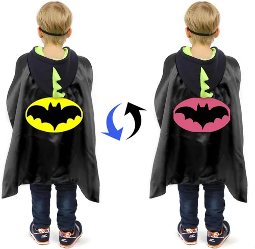 Vista 3 de EARLOW Superhero Capes and Masks Double Side Capes Superhero Dress up Costumes Halloween Kids Best Gifts