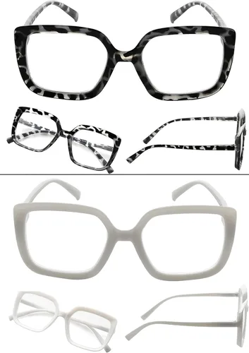 Vista 5 de LUR Lentes para mujer, montura grande, 4 pares de lentes elegantes para lectores