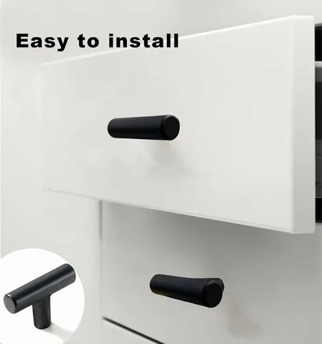 Vista 3 de 12 pomos de gabinete, tiradores de gabinete negros para cajones, herrajes de gabinete de un solo orificio con tornillos, para muebles de cocina